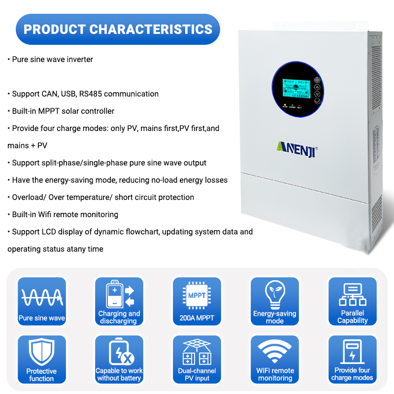 ANENJI Inverter Surya Hibrida  - Charge Controller Solar ulasan dan harga
